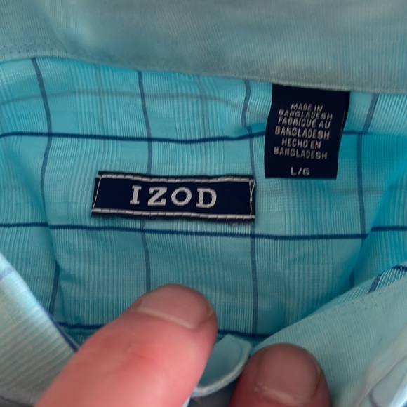 Izod aqua blue button down shirt size large - Picture 2 of 3
